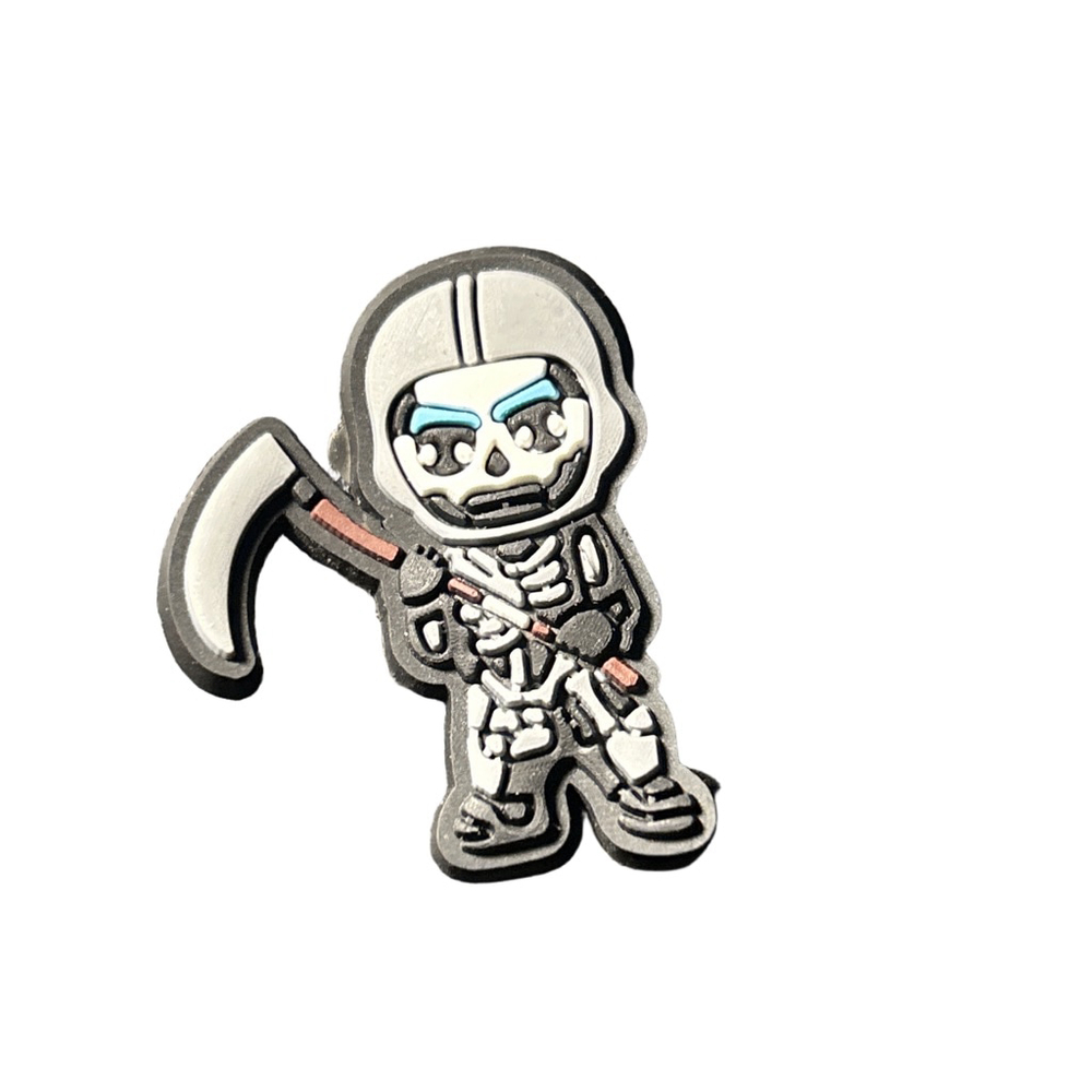 Gray Blue Skeleton Scythe Shoe Charm One Size